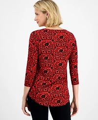 Jm Collection Women's Floral-Print Round-Hem Top, Macy's Exclusive