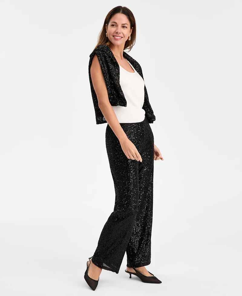 Jm Collection Women's Sequinned Pull-On Pants, Macy's Exclusive