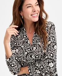 Jm Collection Women's Floral-Print Pleated Top, Macy's Exclusive