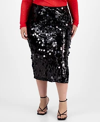 Bar Iii Trendy Plus Sequin Side-Slit Midi Skirt