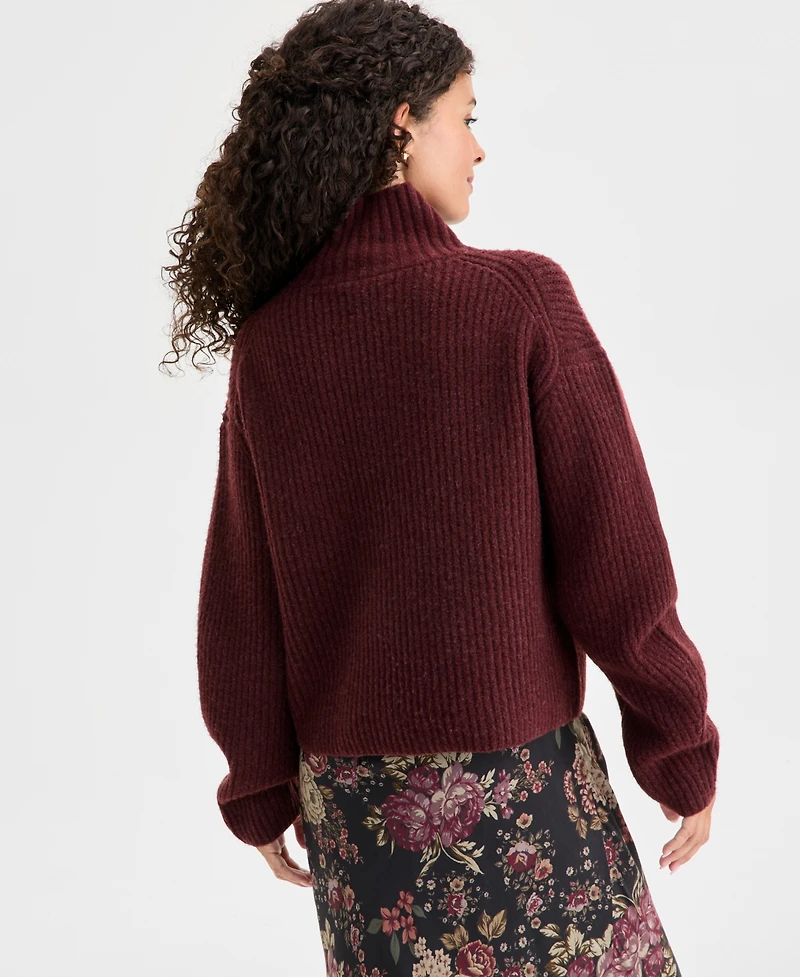 Lucky Brand Women's Ribbed Mock-Neck Sweater