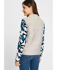 Olsen Women's Mixed Media Zip Front Vest