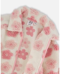 Deux par Girl Sherpa Overshirt Off-White and Pink
