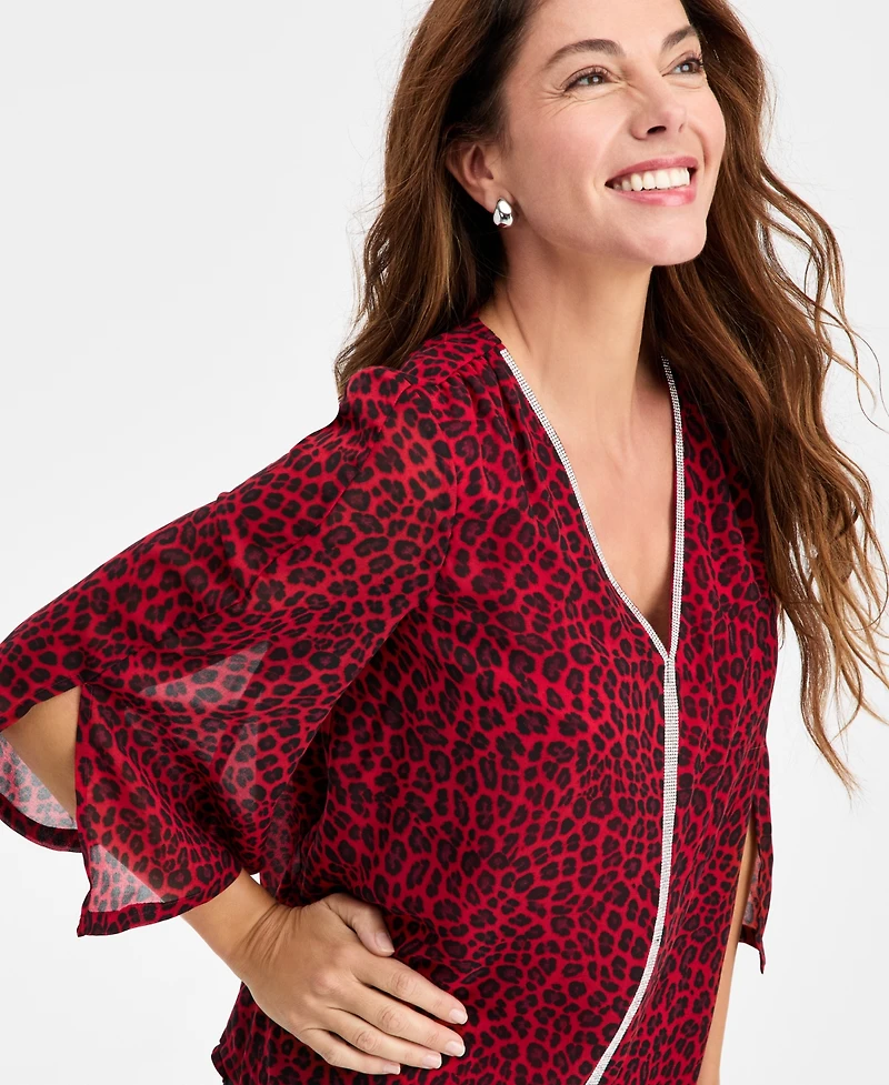 Jm Collection Women's Embellished Printed Blouse, Macy's Exclusive