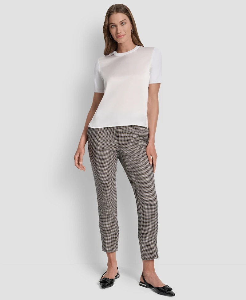 Dkny Petite Mixed Media Short Sleeve Top