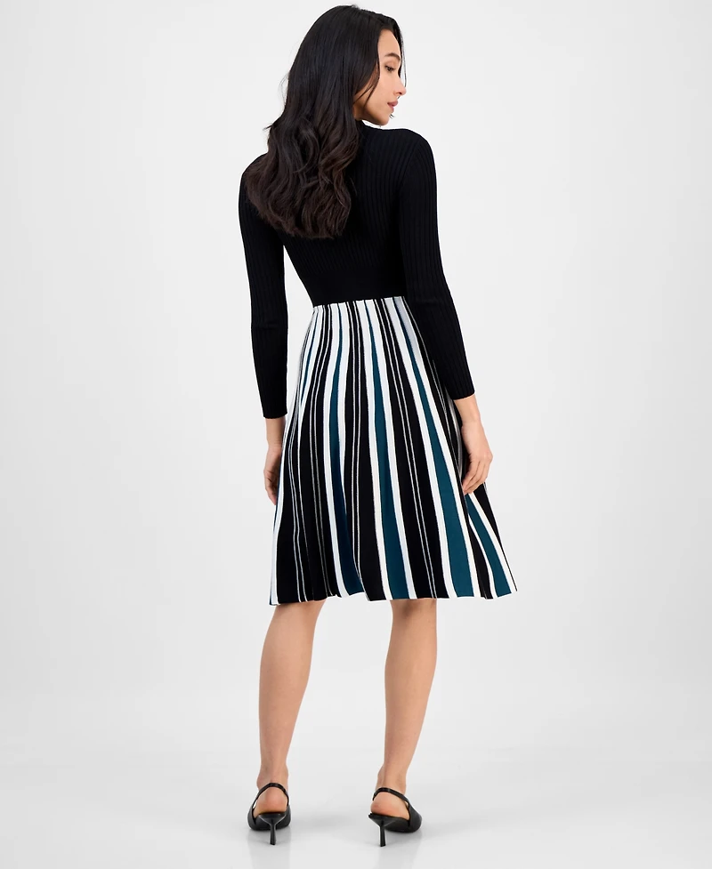 Robbie Bee Petite Long-Sleeve Pleated-Skirt Sweater Dress