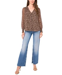 Sam & Jess Women's Smocked Shoulder Long Sleeve Top