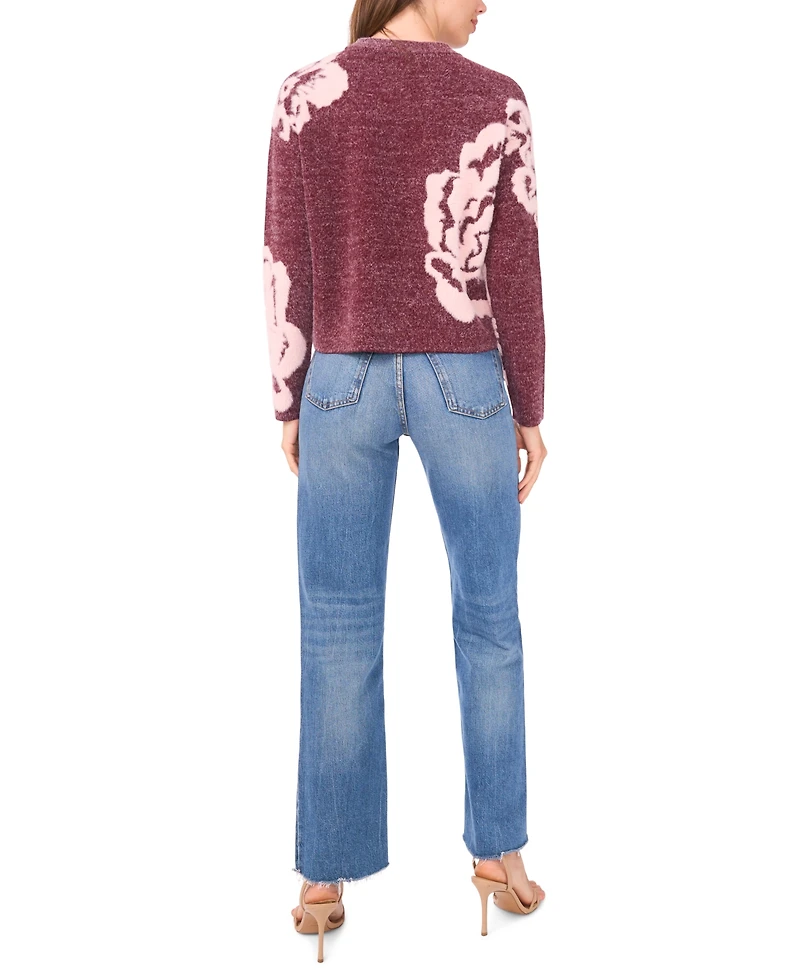 Sam & Jess Women's Jacquard Floral Crewneck Sweater