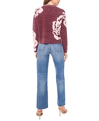 Sam & Jess Women's Jacquard Floral Crewneck Sweater