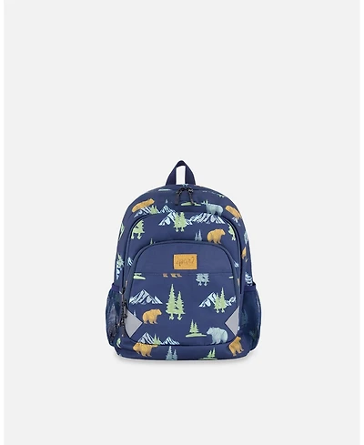 Deux par Deux Boy Little Kids Backpack Navy Animal Print - Toddler|Child