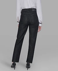 Karl Lagerfeld Paris Women's Patch Denim Straight-Leg Jeans