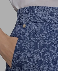 Karl Lagerfeld Paris Women's Printed Wide-Leg Denim Pants
