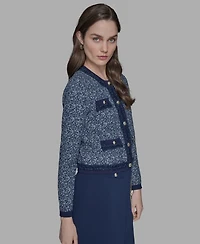 Karl Lagerfeld Paris Women's Textured-Knit Button-Front Sweater
