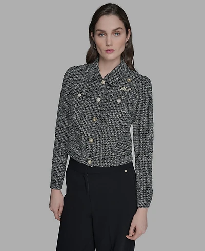 Karl Lagerfeld Paris Women's Tweed Long Sleeve Jacket