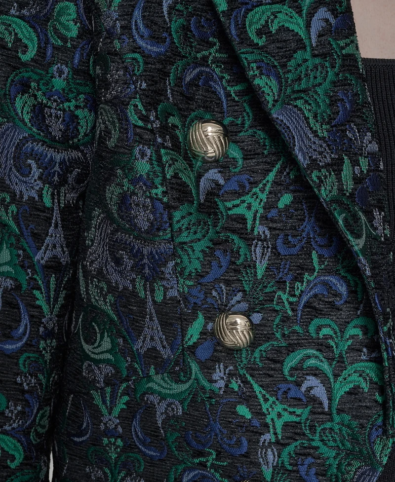 Karl Lagerfeld Paris Women's Printed Cropped Peak-Lapel Jacket