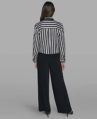 Karl Lagerfeld Paris Women's Button-Front Striped Shirt