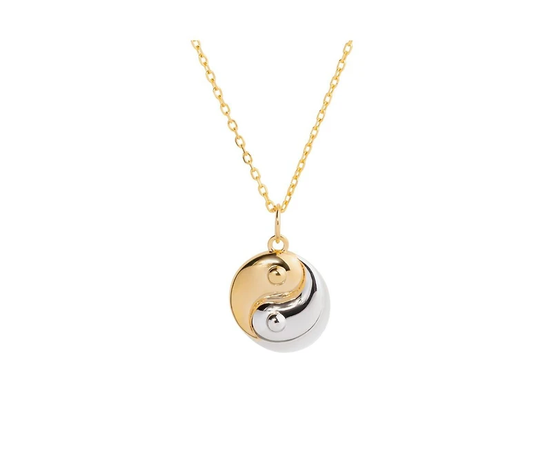 Little Sky Stone 14K Gold Plated Yin Yang Two Tone Charm Necklace
