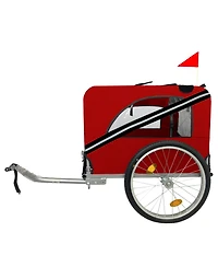 Aostirmotor Red Breathable Mesh Dog Cart with 3 Entrances Folding Pet Carrier Wagon Bicycle Carrier for Medium and Small Sized Dogs