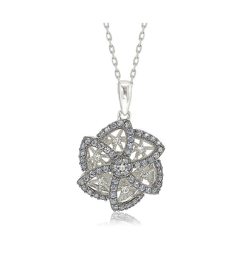 Suzy Levian New York Suzy Levian Sterling Silver Sapphire & Created White Sapphire Flower Pendant