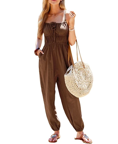 Cupshe Women's Casual Ruched Bodice Jumpsuit