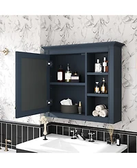 Casainc 30" x 28" Bathroom Medicine Cabinet with Mirror and 3 Open Shelves, Wall-Mounted (No Vanity)