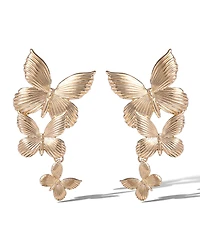 Jessica Simpson Cascading Butterfly Drop Earrings in Gold-Tone