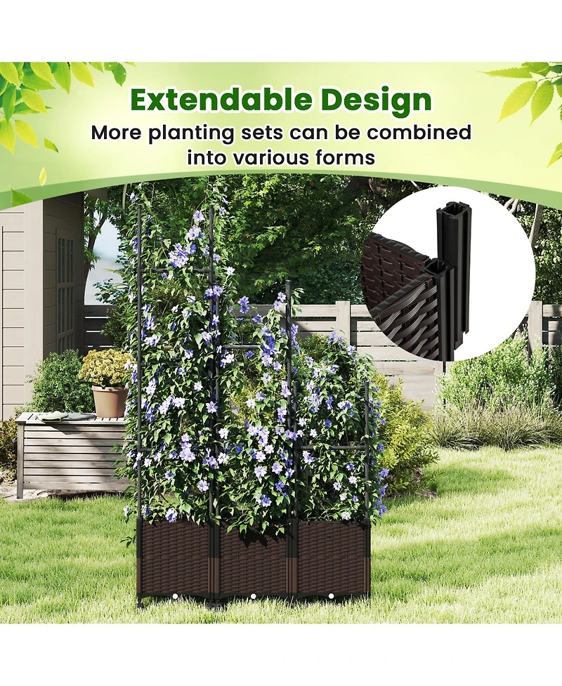 Gymax 87'' Tall Raised Garden Bed w/ Plant Box & Trellis Lockable Wheels Indoor Outdoor