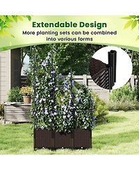 Gymax 87'' Tall Raised Garden Bed w/ Plant Box & Trellis Lockable Wheels Indoor Outdoor