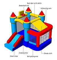 Akiudex Kids Bounce House with Shooting Nets and Ball Set