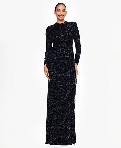 Betsy & Adam Petite Mock Neck Dress with Long Sleeves