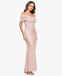 Betsy & Adam Petite Embellished Off-The-Shoulder Dress