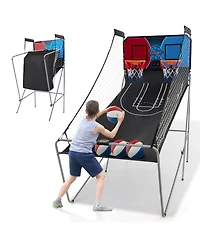 Akiudex Foldable Dual Shot Basketball Arcade Game with 8 Modes and Electronic Scoring