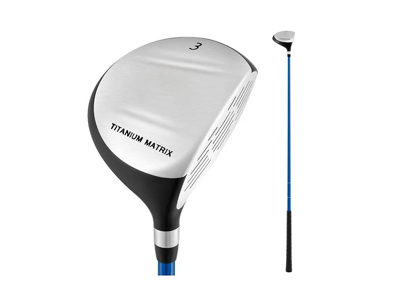 38 Inch 165CC Junior #3 Fairway Wood Golf Club with Fiberglass Shaft for Kids 11-14 - Blue