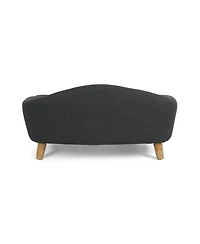 Aostirmotor Luxury Elevated Dog Bed Corduroy Pet Couch with Rubber Wood Legs for Small Dogs Easy Assembly