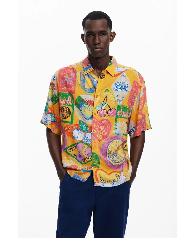 Desigual Men's Short-sleeve shirt with fruits