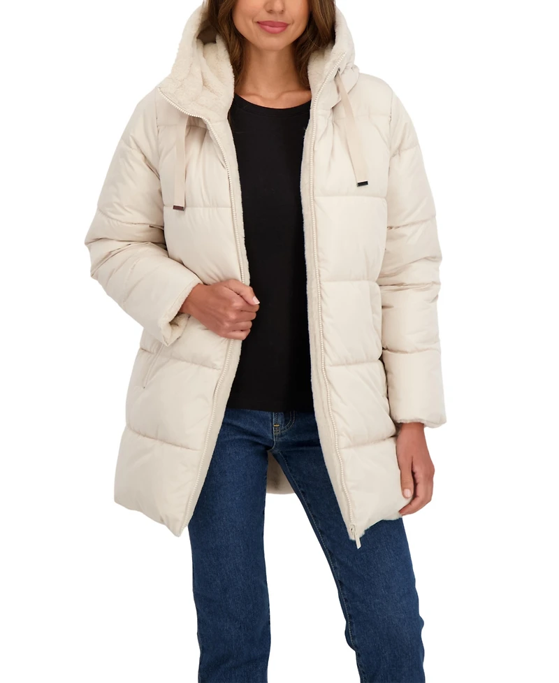 Sebby Collection Women's 3/4 Reversible Puffer Jacket