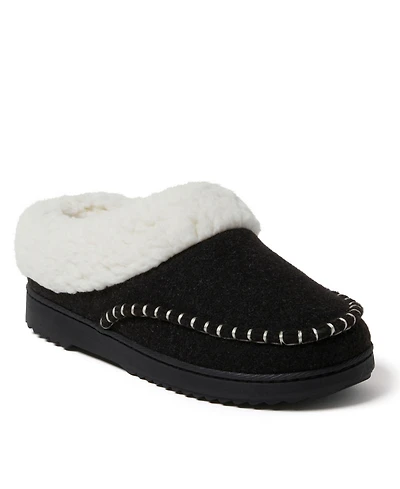 Dearfoams Women's Nyla Felted Plaid Moccasin Toe Clog House Shoe Slipper