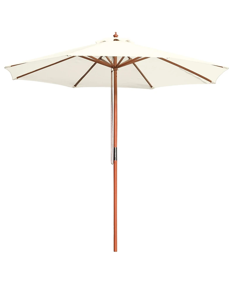 Yescom 9FT Solid Wooden Outdoor Patio Umbrella Rope Pulley Lift for Deck Pool Backyard Garden Market Beach Parasol,Ivory