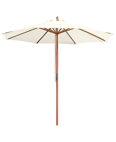Yescom 9FT Solid Wooden Outdoor Patio Umbrella Rope Pulley Lift for Deck Pool Backyard Garden Market Beach Parasol,Ivory