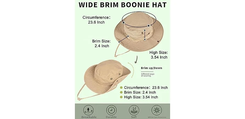 Multijoy Unisex Bucket Hat Upf 50+ Sun Hat Foldable Summer Outdoor Safari