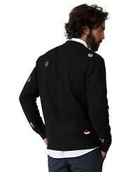 OppoSuits Deluxe Christmas Sweater for Men - X- Mas Icons Black With Stylish Long Sleeve Crew Neck