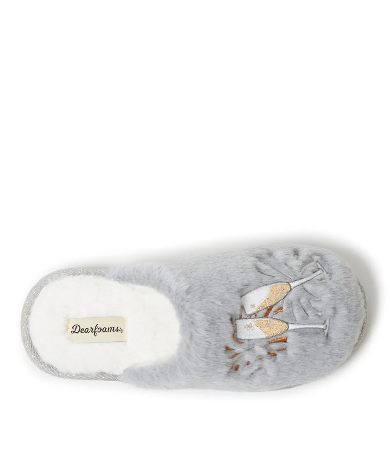 Dearfoams Women's Bridal Celebration Fuzzy Scuff House Slipper