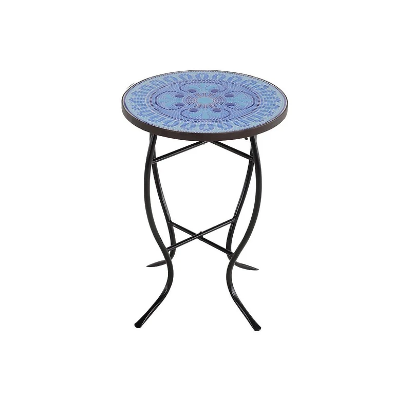Jiallo Mosaic Pansies Blue Accent Table
