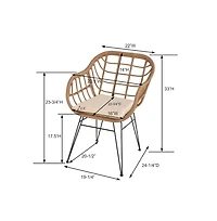 Jiallo Faux Rattan Basket Chair Set With Mosiac Accent Table