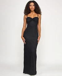 Seni & Cade Juniors' Front Twist Bandeau Bodice Gown