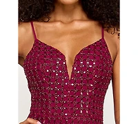 Seni & Cade Juniors' Sequin Power Mesh Gown