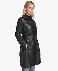 Andrew Marc Women's Jacqui Moto Style Leather Trench Coat