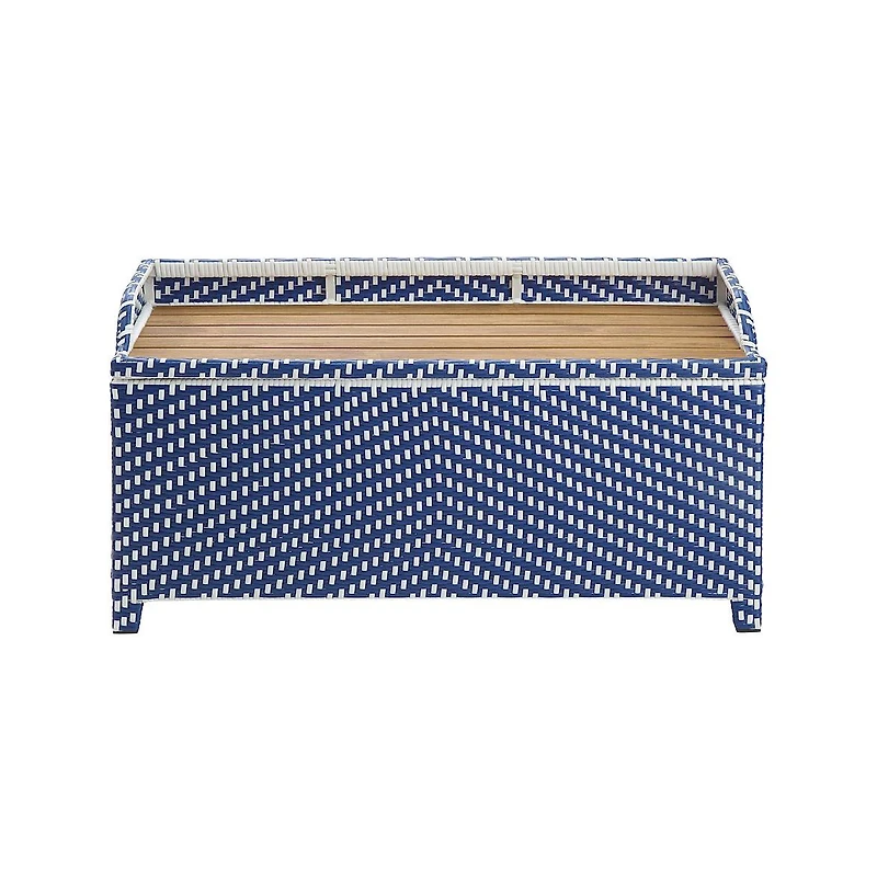 Enitial Star Azur Poolside Outdoor Wicker Metal Storage Bench