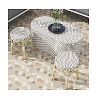 Enitial Star Pagler Aluminum 3pc Wicker Patio Coffee Table and Stool Set