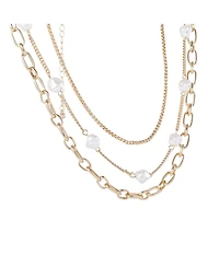 Bcbg Layered Pearl Drop Chain Necklace